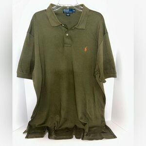 Polo Ralph Lauren VINTAGE mens olive green short sleeve men polo shirt size XXL
